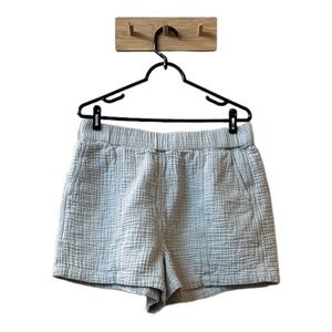 Madewell Easy Pull On Gauzy Muslin Shorts Sea Foam Green Pockets Cotton Soft EUC